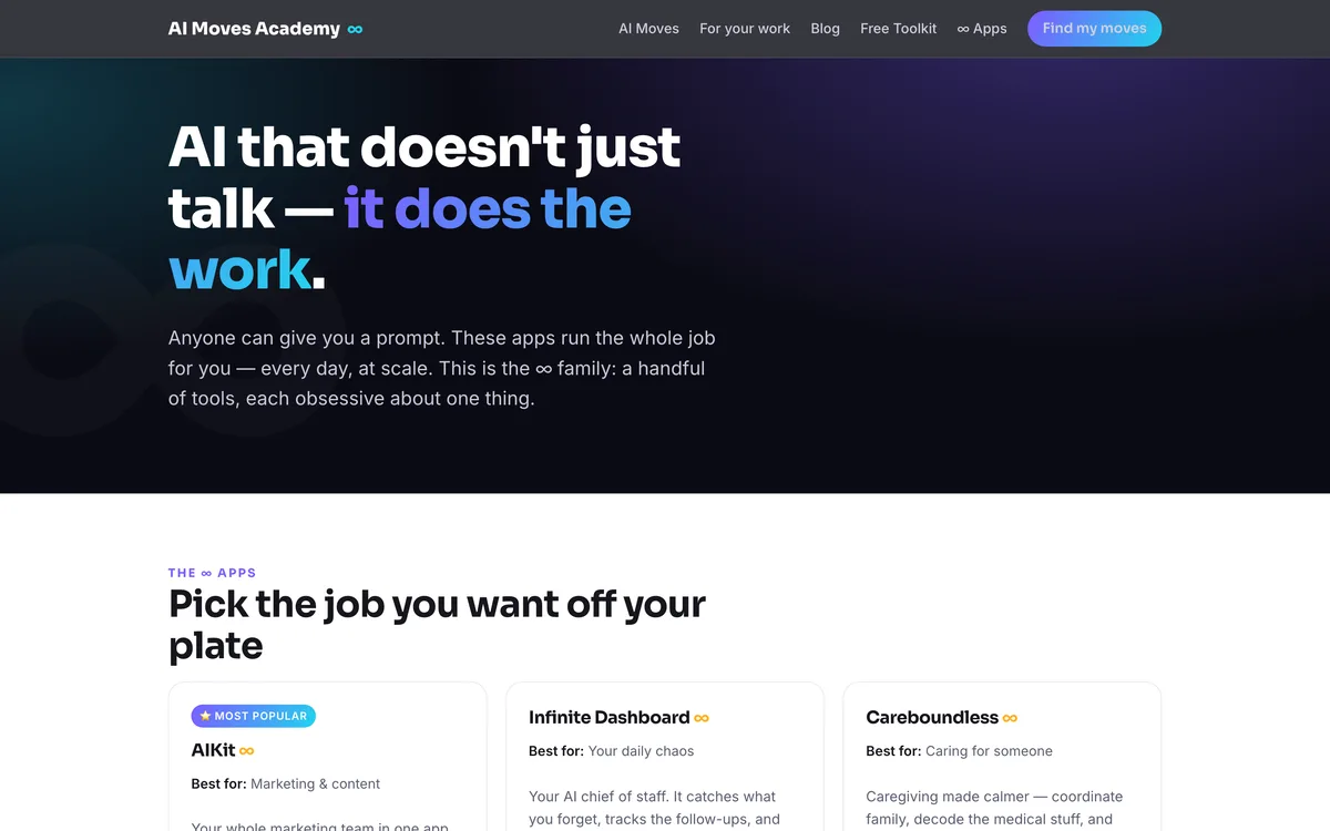 AI Moves Academy — the ∞ apps that do the work