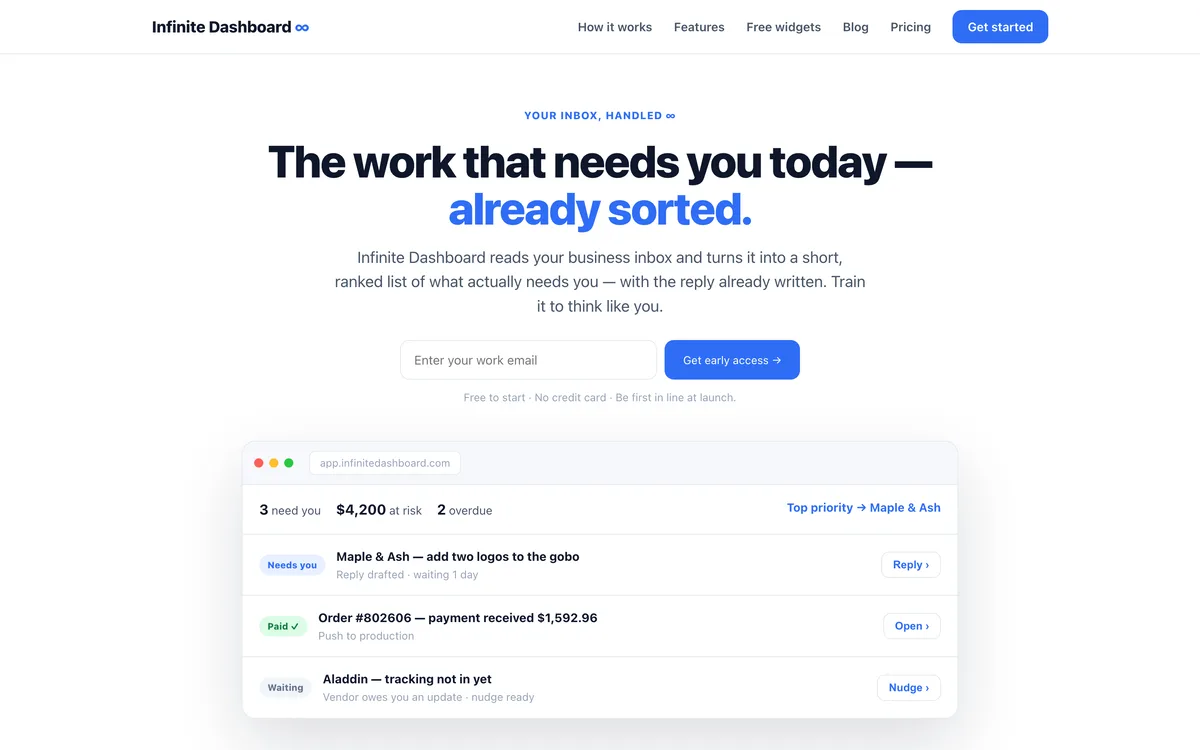 Infinite Dashboard — AI chief of staff