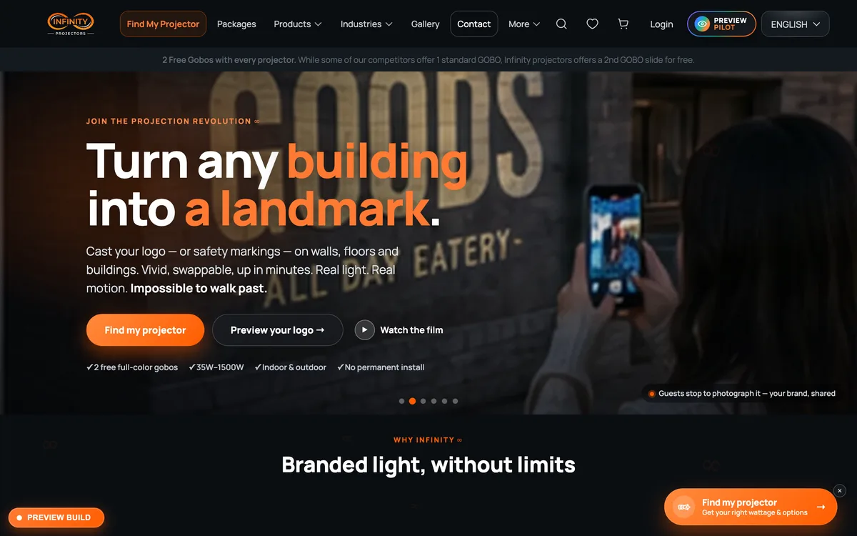 Infinity Projectors — branded light